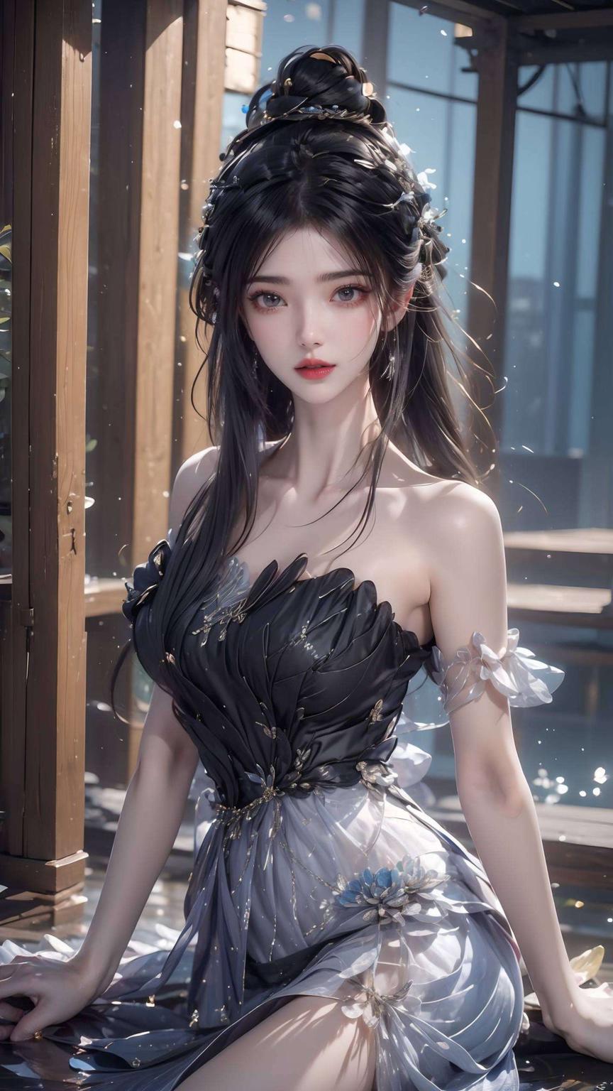 细腻的国风画风AI国漫女神李慕婉身着婚纱