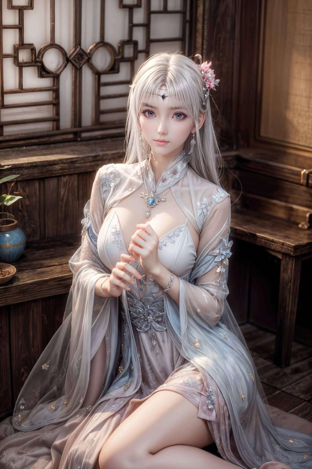 小医仙与彩鳞同框壁纸细腻画风