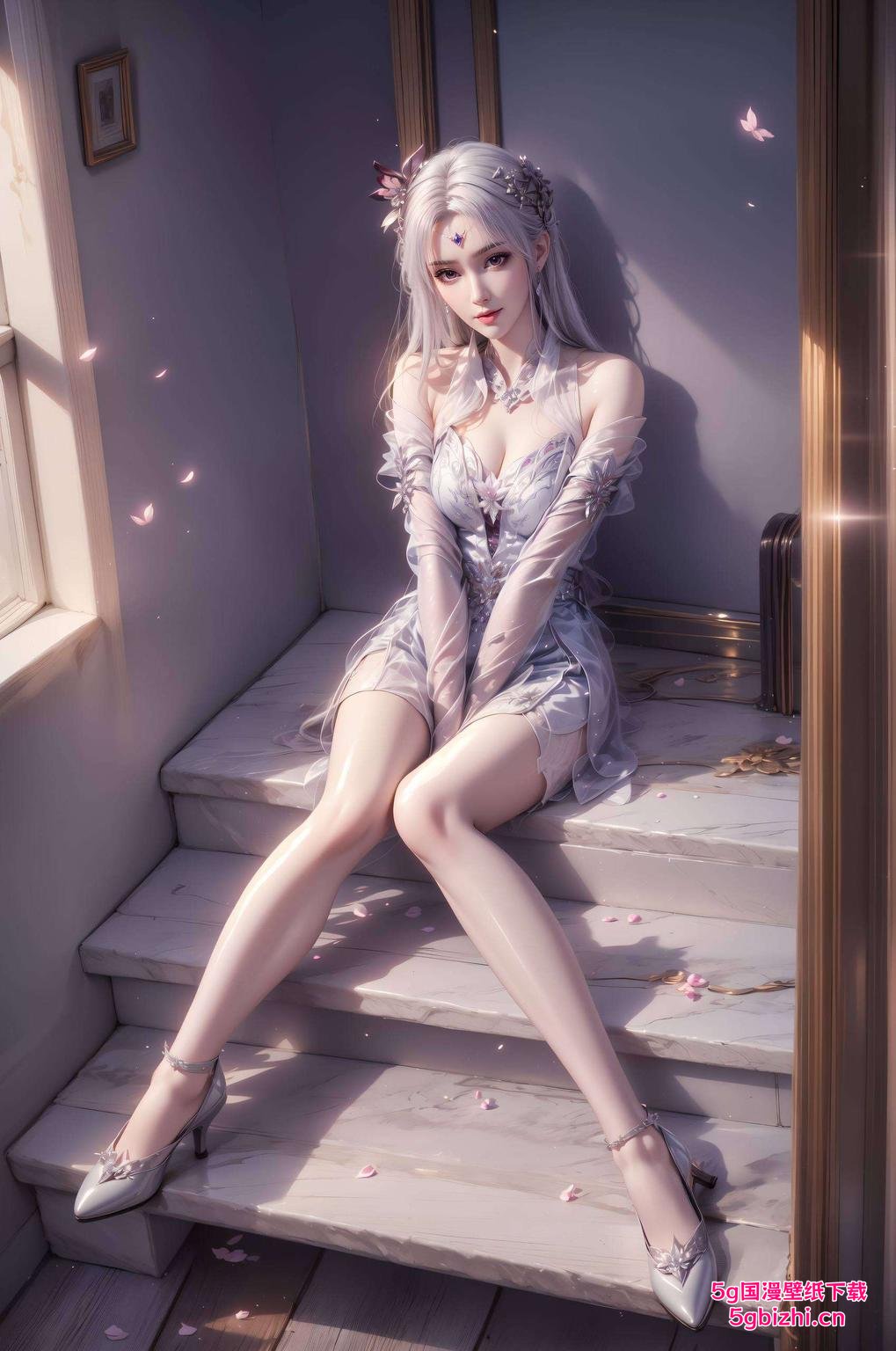 笑容甜美这款壁纸上的她