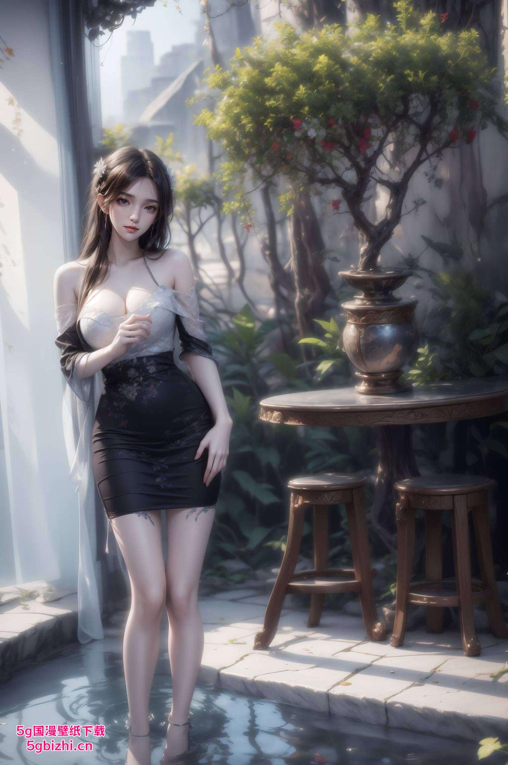 粉色花瓣簇拥甜美风格