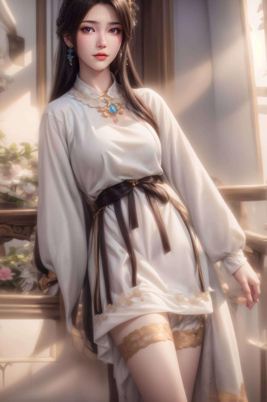 中央是夭夭与元尊的卡通形象绿色极简壁纸