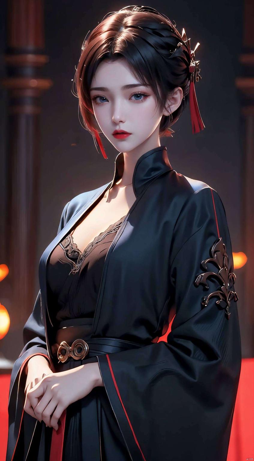 黑袍映衬神秘视觉享受每一刻